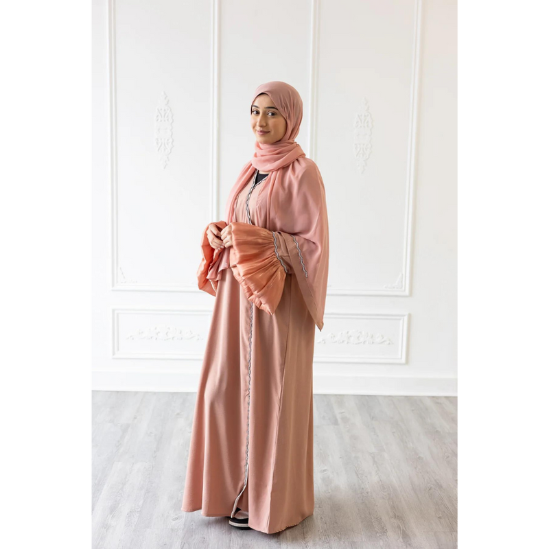 SALE Puff Sleeve Glam Abaya (Apricot)