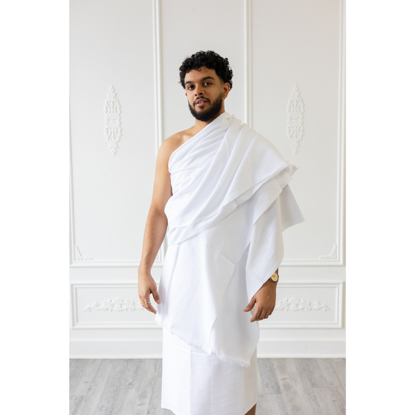 Ihram Islamic Pilgrimage Attire for Hajj and Umrah 2 Unstitched White -  (Standard)
