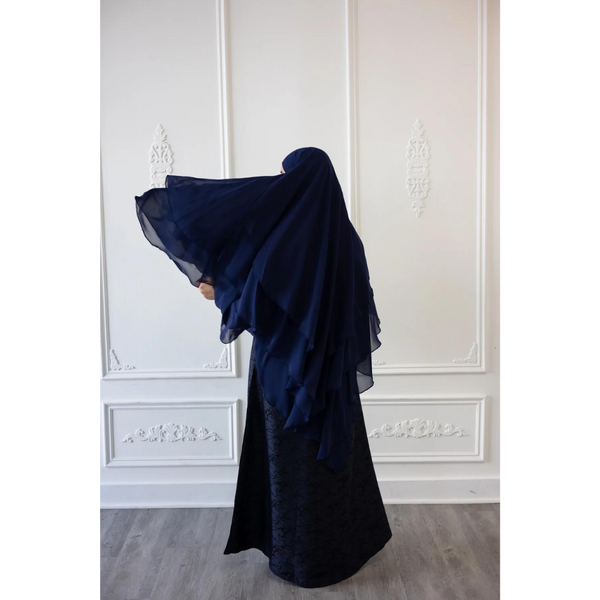 Chiffon Three Layered Princess Khimar Royal Navy