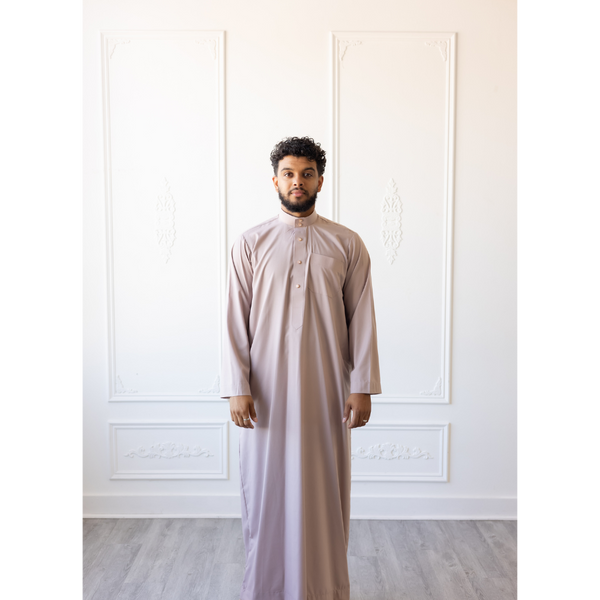 Saudi Collared Thobe Jubbah MC Cotton Blend (Seashell)