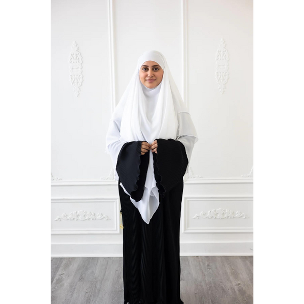 Chiffon Three Layered Princess Khimar - Frost White (C55)