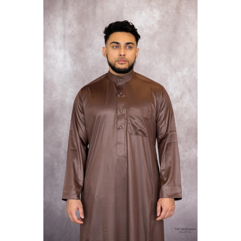 Saudi Collared Thobe (Coffee Brown)