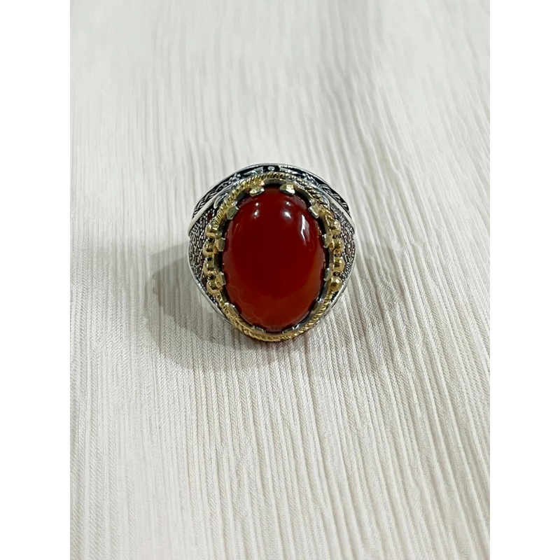 Crimson Sterling Silver Mens Islamic Ottoman Ring