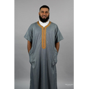 Moroccan Short Sleeve Thobe (Gold and Ash)