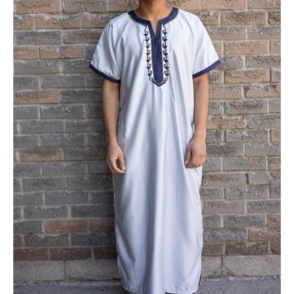 Kids Moroccan Short Sleeve (Wolf Grey and Navy Blue)