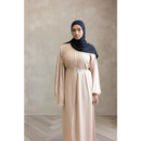 Sale Sawda Pleated Abaya with Stone Belt (Butter)