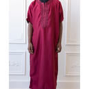 Moroccan Short Sleeve Kids-Boys Thobe (Cranberry Red)