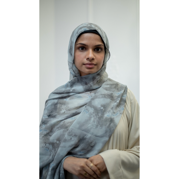 Printed Chiffon Hijab - Tidestone (Style 36)