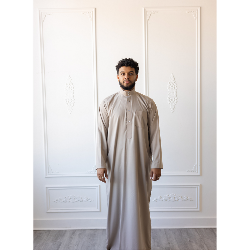 Saudi Collared Thobe Jubbah MC Cotton Blend (Ecru)