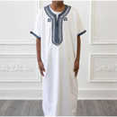 Moroccan Short Sleeve Kids-Boys Thobe (White)