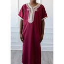 Moroccan Short Sleeve Kids-Boys Thobe (Maroon) Styles May Vary.