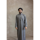 Saudi Collared Thobe Jubbah - MC Cotton Blend (Shadow Grey)