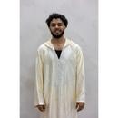 Moroccan Striped Hoodie Thobe (Pearl)