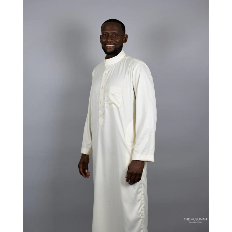 Sample Sale - Cornsilk Saudi Collar Thobe Jubbah - Different Shade