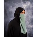 Chiffon Elastic Half Niqab (Pastel Seafoam Crepe)