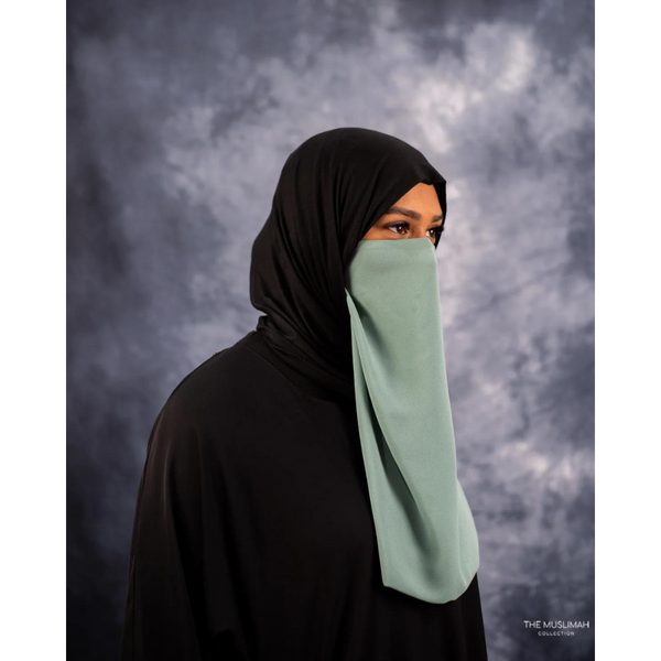 Pastel Seafoam Crepe Chiffon Elastic Half Niqab