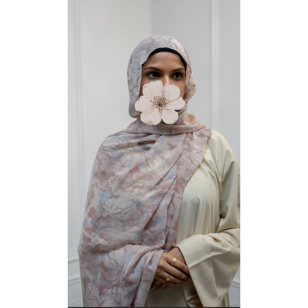 Printed Chiffon Hijab -  Style 2 Blush Oasis