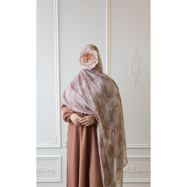 Printed Chiffon Hijab (Cinnamon Blossom)