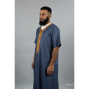 Moroccan Short Sleeve Thobe (Indigo Blue)