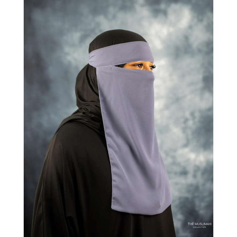 Cool Grey Crepe Chiffon One Piece Single Layer Niqab