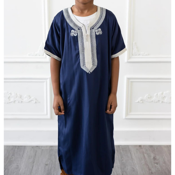 Kids Moroccan Short Sleeve Navy Blue