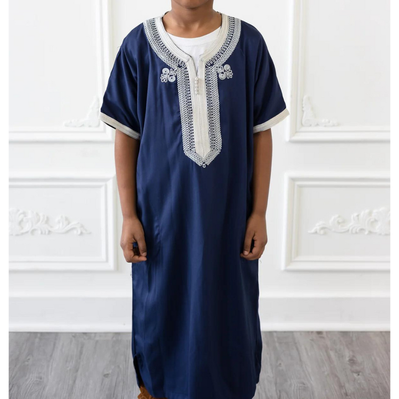 Kids Moroccan Short Sleeve (Navy Blue)
