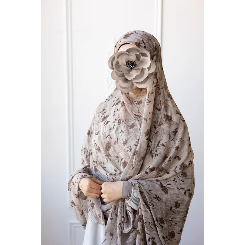 SOLD OUT Printed Chiffon Hijab - Brown Orchid