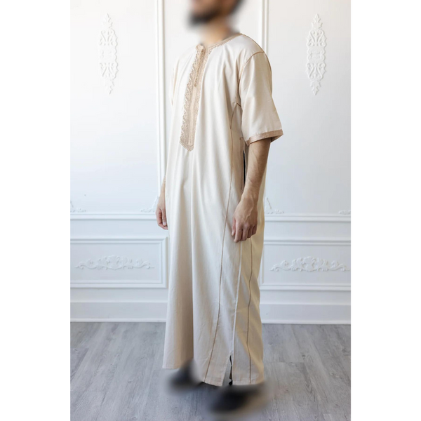 Moroccan Short Sleeve Thobe (Wheat)