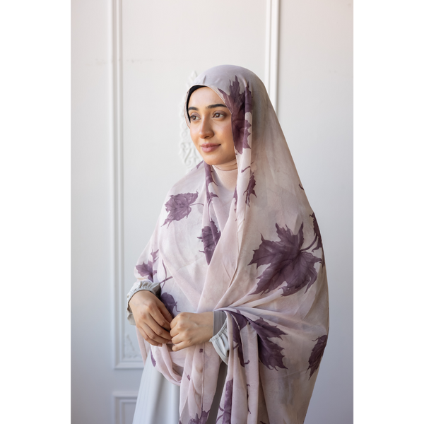 Printed Chiffon Hijab (Maple Leaf)