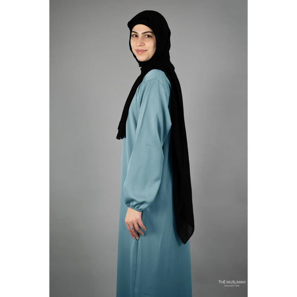 Sawda Textured Crepe Abaya (Ocean Breeze)