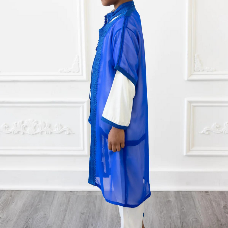 Kids Moroccan Suit Set with Overcoat Royal Blue