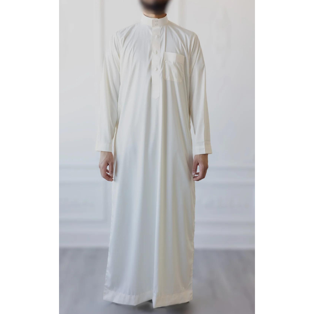 Saudi Collared Thobe (Parchment Cream) 52 / White
