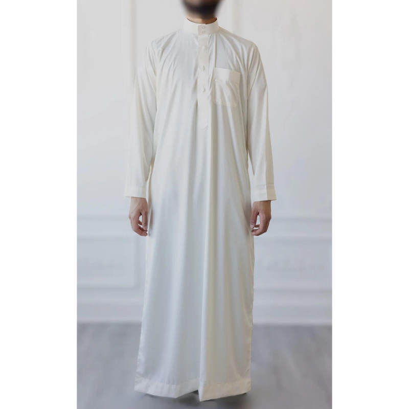Saudi Collared Thobe (Parchment Cream)