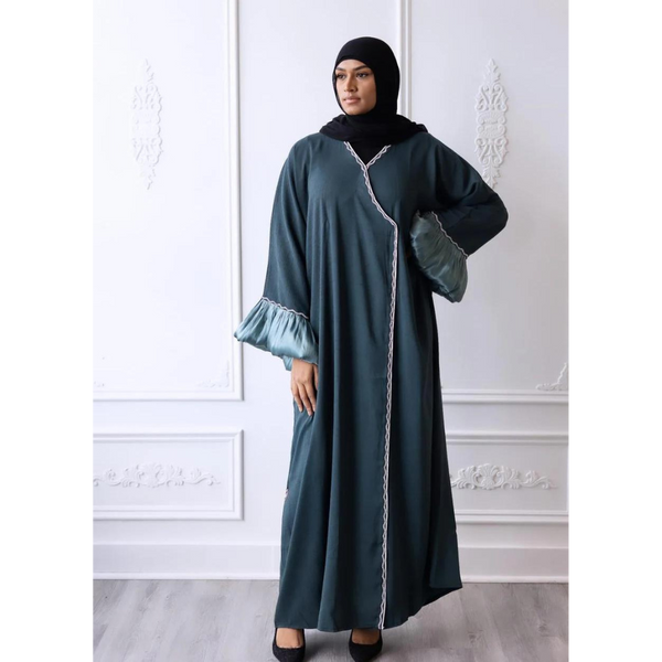 Eid Abaya Puff Sleeve Glam - Victorian Peacock