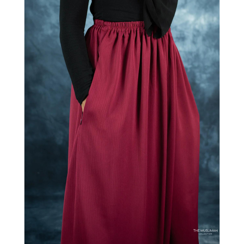 Maroon Nida Flowy Skirt
