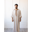 Moroccan 3/4 Sleeve Thobe (Oat & Hazelnut Brown)