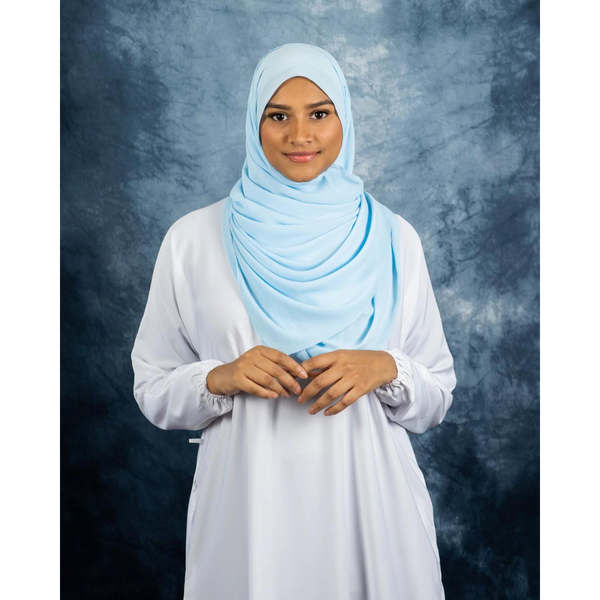 Crinkle Chiffon Hijab - Baby Blue Silk