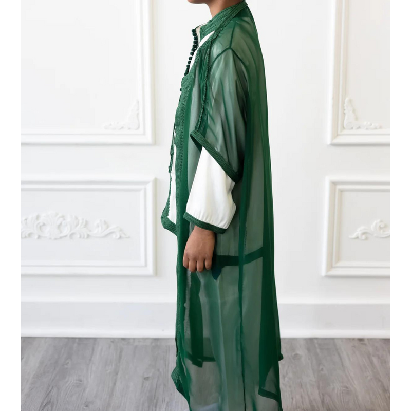 Sale Kids Moroccan Suit Set with Overcoat Emerald Green