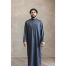 Saudi Collared Thobe Jubbah - MC Cotton Blend (Charcoal)