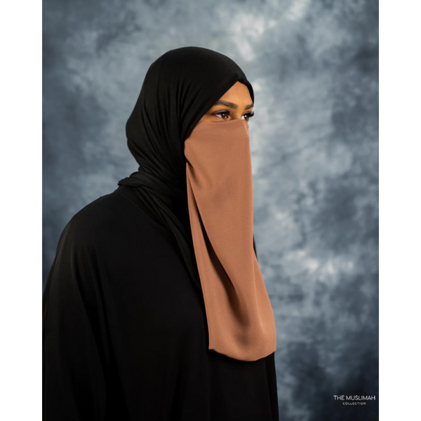 Caramel Crepe Chiffon Elastic Half Niqab