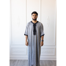 Moroccan 3/4 Sleeve Thobe (Geyser Grey & Black)