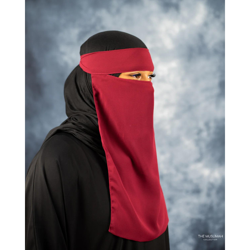 One Piece Single Layer Niqab (Maroon)