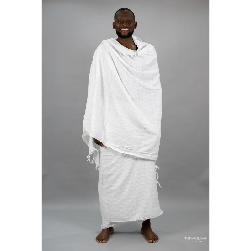 Ihram Islamic Pilgrimage Attire for Hajj and Umrah 2 Unstitched White -  (Standard)