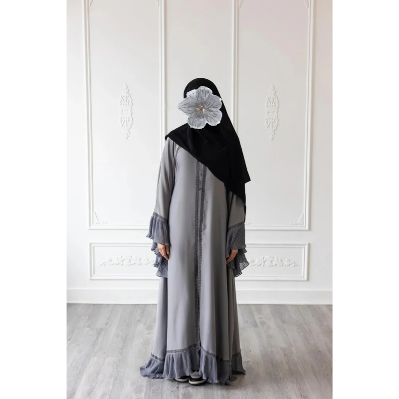 CLEARANCE SALE Ruffle Sleeve Glam Abaya (Grey)
