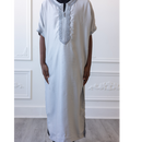 Moroccan Short Sleeve Kids-Boys Thobe (Pastel Grey)