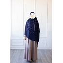 Floral Embroidered Chiffon Hijab Hand Work - Midnight Blue