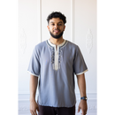 Moroccan T-Shirt (Harbor Grey & Cream)