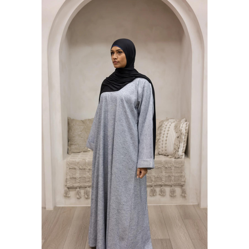 Luxury Linen Abaya in Silver Mist