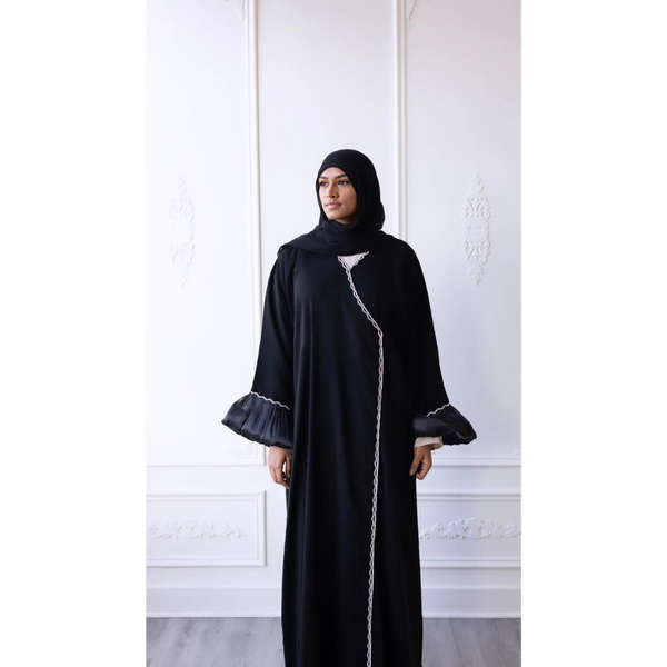 Eid Abaya Puff Sleeve Glam Abaya - Black