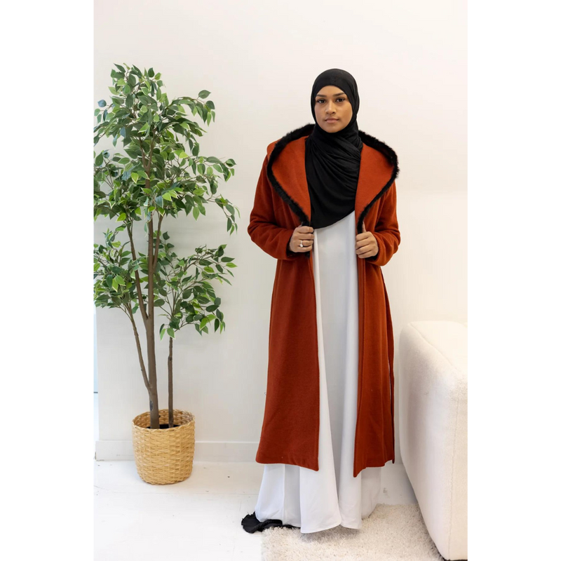 Faux fur lined coat sale discount
